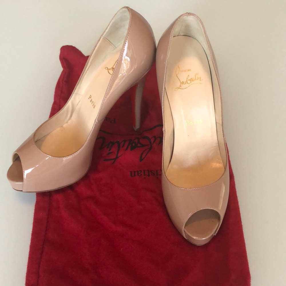 Christian Louboutin Nude Peep Toe Platform Pumps